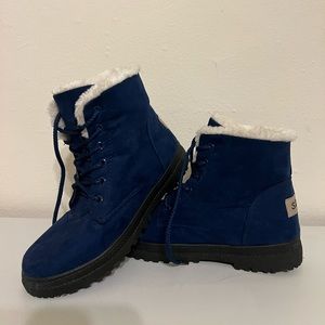 Navy Blue Fleece Lined Boots